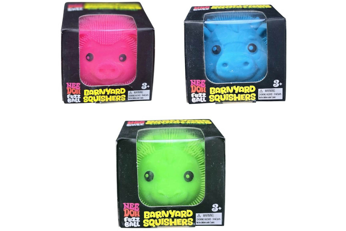 NeeDoh Barnyard Squisher Squishy Fidget Toy Set of 3 Pink/Blue/Green