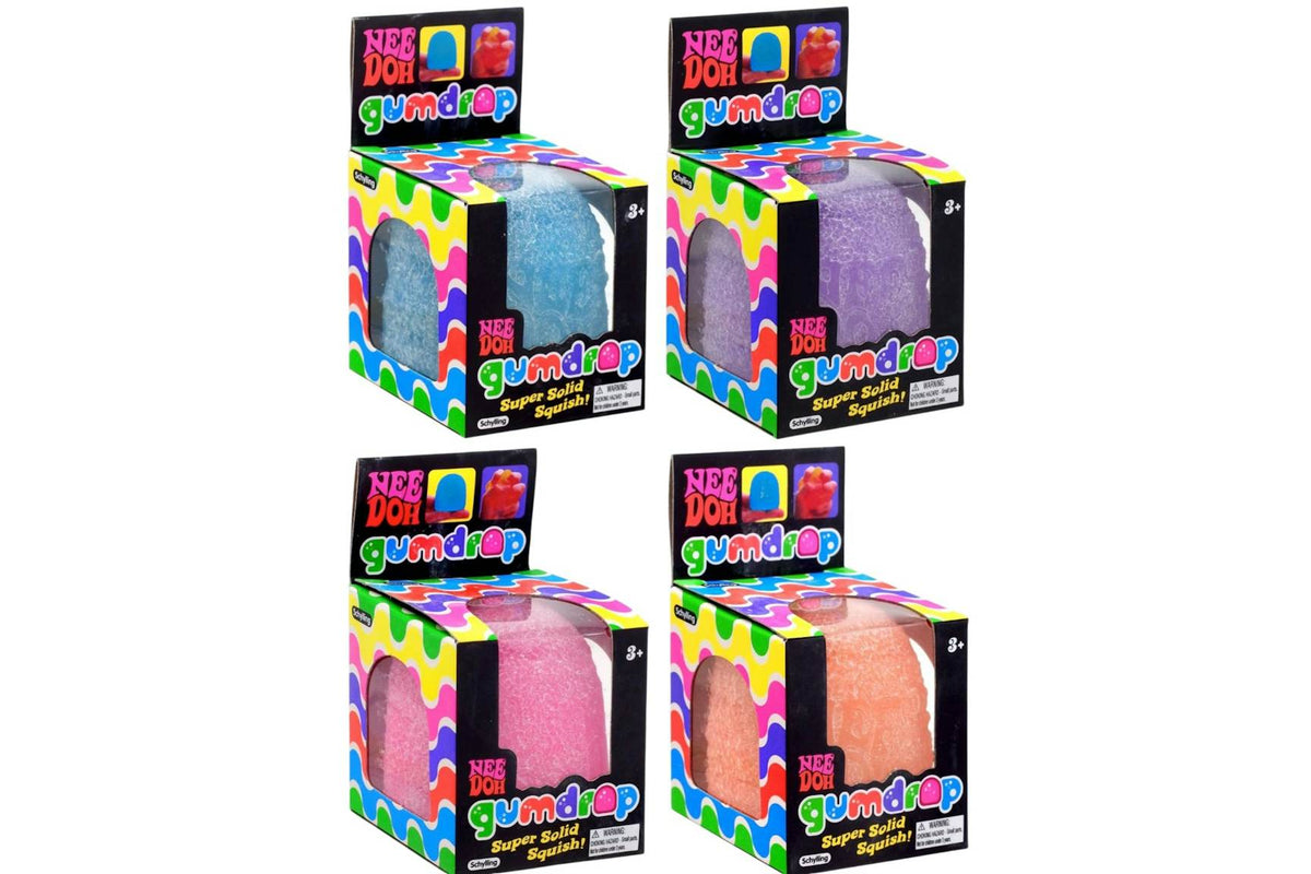 NeeDoh Gumdrop Squishy Fidget Toy 4x Lot Pink/Blue/Purple/Orange