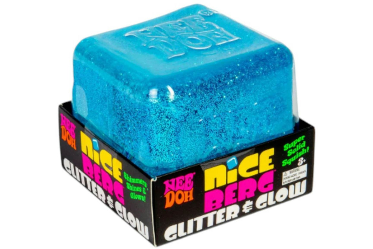 NeeDoh Nice Berg Glitter and Glow Squishy Fidget Toy Blue
