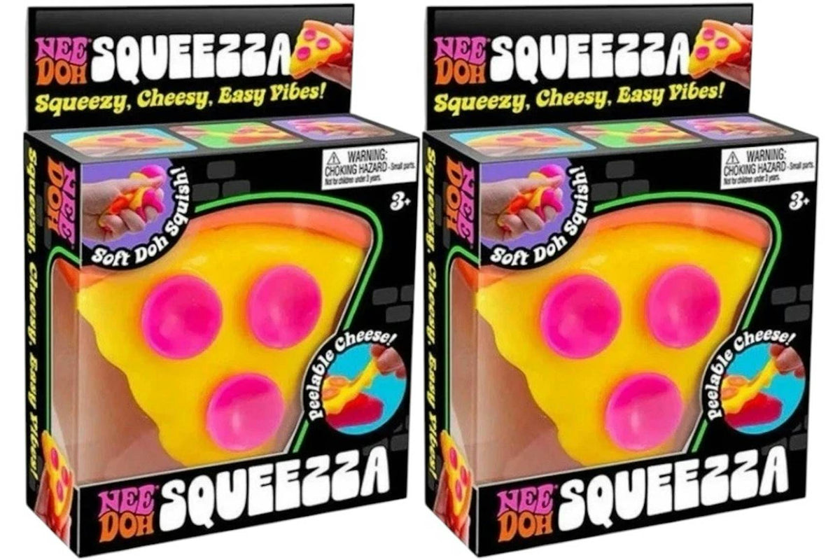 NeeDoh Squeeza Pizza Squishy Fidget Toy Yellow Crust 2x Lot
